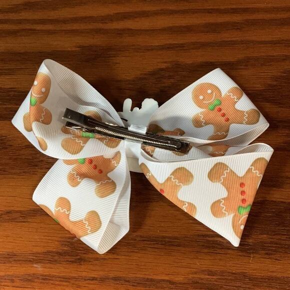 Girls Gingerbread Bow Clip - Picture 2 of 5